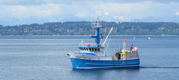 F/V Coral Lee is Puget’s Sound’s Elliot Bay. She is entering the Washington Ship Canal for her bi-annual haulout. (Photo courtesy of Mike Mayo)